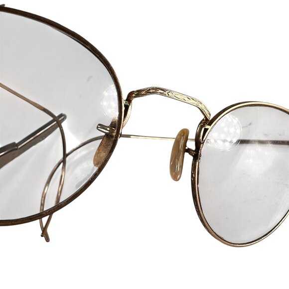 Artcraft Hibo Eyeglass Gold Metal Frame 1/10 12k GF 1957 Etched Filagree Case - Picture 6 of 16